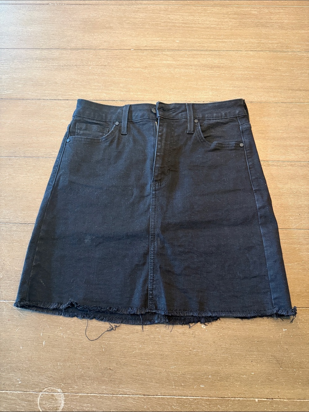 Just Black Black Denim Raw-Hem Mini Skirt